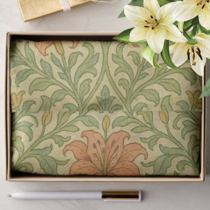 Papier Mousseline Lys vintage rustique William Morris motif artsy