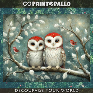 Papier Mousseline M. et Mme Barn Owls en hiver Noël