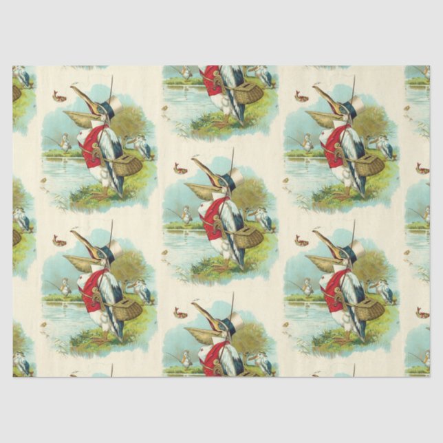 Papier Mousseline M. PELICAN FISHING, crème (Recto)