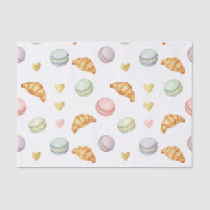 Papier Mousseline Macarons pastel et croissants motif sans couture