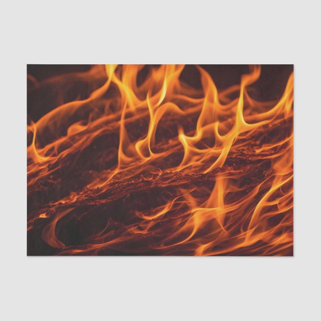 Papier Mousseline Macro de flamme de feu dans la cheminée (Recto)