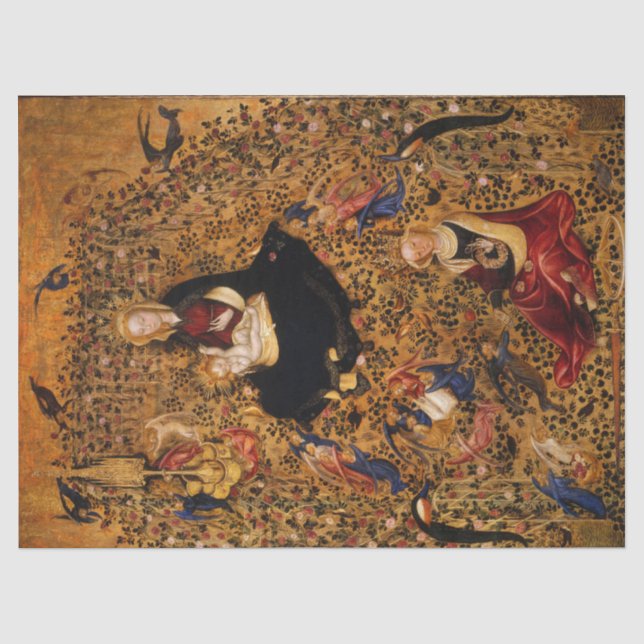 Papier Mousseline MADONNA ET ENFANT DU ROSE BOWER, ANGELS Noël (Recto)