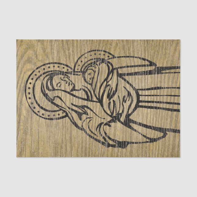 Papier Mousseline Madonna et l'enfant Dégustation chrétienne en bois (Recto)