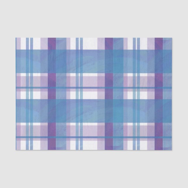 Papier Mousseline Madras Plaid Blue et Purple (Recto)