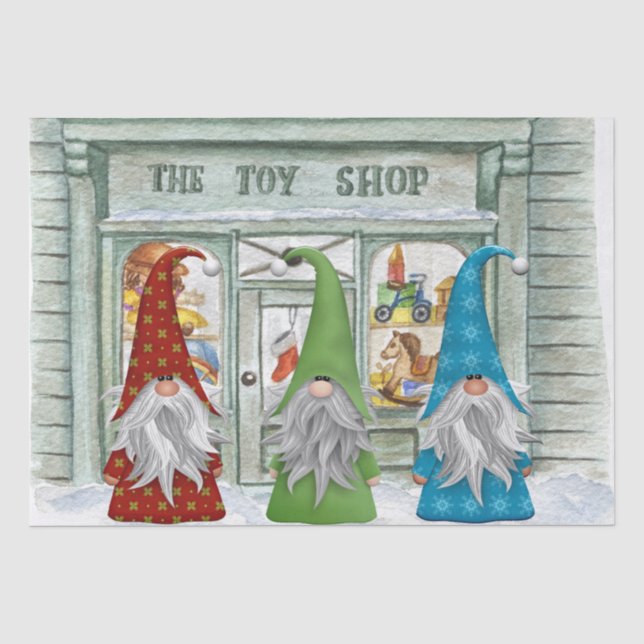 Papier Mousseline Magasin de jouets Noël Gnomes (Recto)