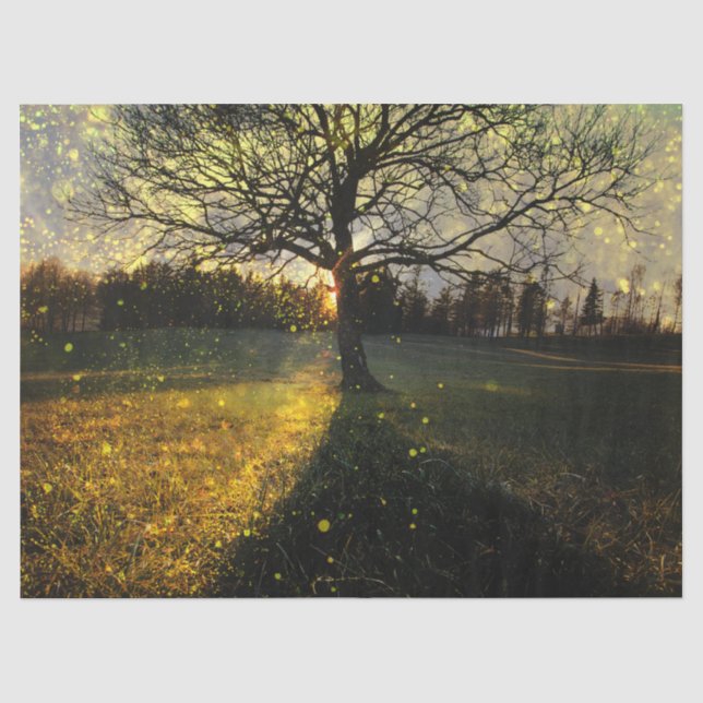 Papier Mousseline Magical fireflies dreamy landscape (Recto)