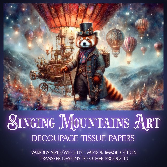 Papier Mousseline Magique mécanique Red Panda Voyage Découpage (Créateur téléchargé)