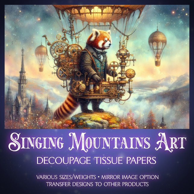 Papier Mousseline Magique Steampunk Red Panda Vol Découpage (Créateur téléchargé)