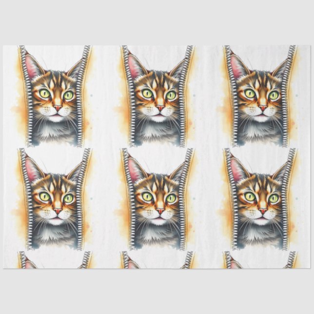 Papier Mousseline Magnifique Aquarelle Populaire Collection de chats (Recto)