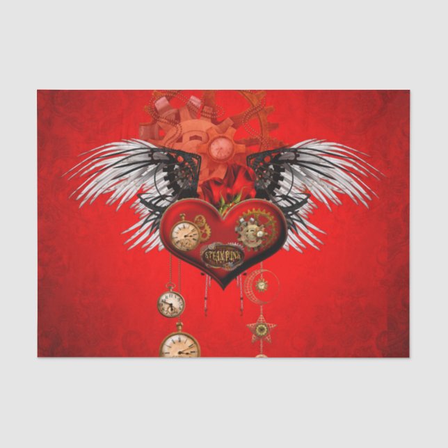 Papier Mousseline Magnifique coeur steampunk (Recto)