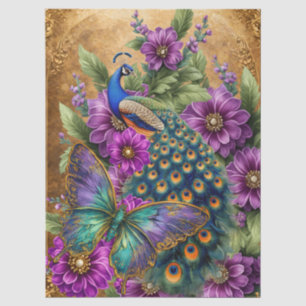 Papier Mousseline Magnifique découpage de paon floral