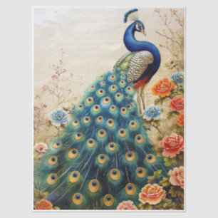 Papier Mousseline Magnifique découpage de paon floral