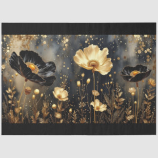 Papier Mousseline Magnifiques fleurs de pavot blanches et dos