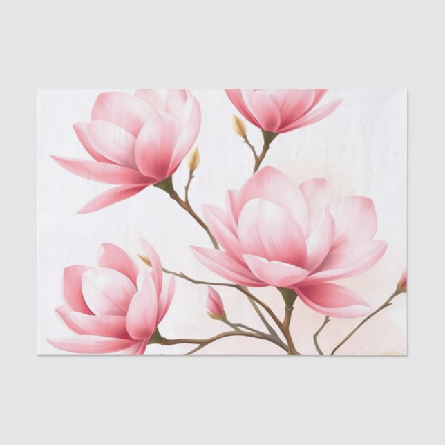Papier Mousseline Magnolia rose pâle avec accents or (Recto)