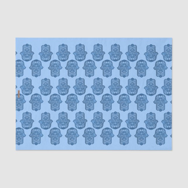 Papier Mousseline Main de henné de Hamsa (bleu) (Recto)