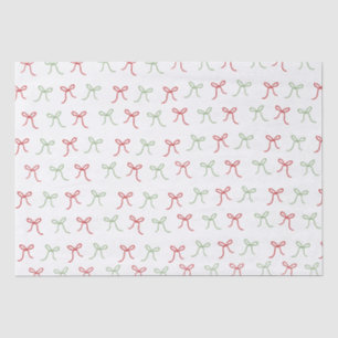 Papier Mousseline Main fanée blanc vaches rouge et vert Noël
