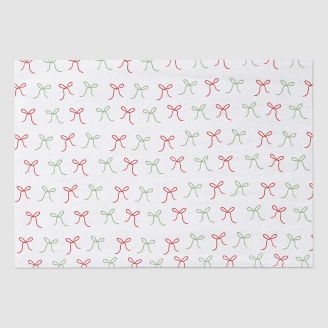 Papier Mousseline Main fanée blanc vaches rouge et vert Noël (Recto)