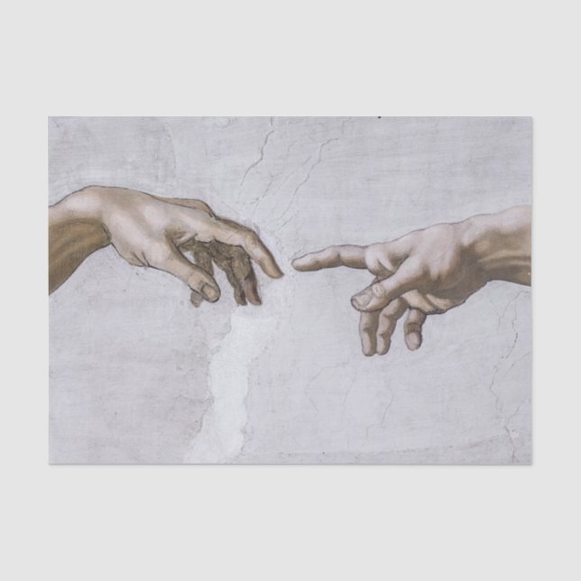 Papier Mousseline Mains de Dieu et Adam par Michel-Ange (Recto)