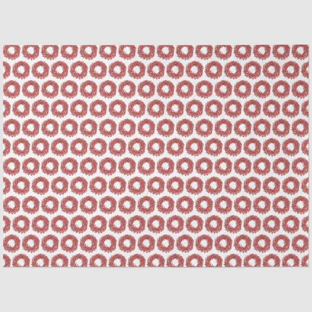 Papier Mousseline Mains peintes rouge Winterberry Wreath Noël (Recto)