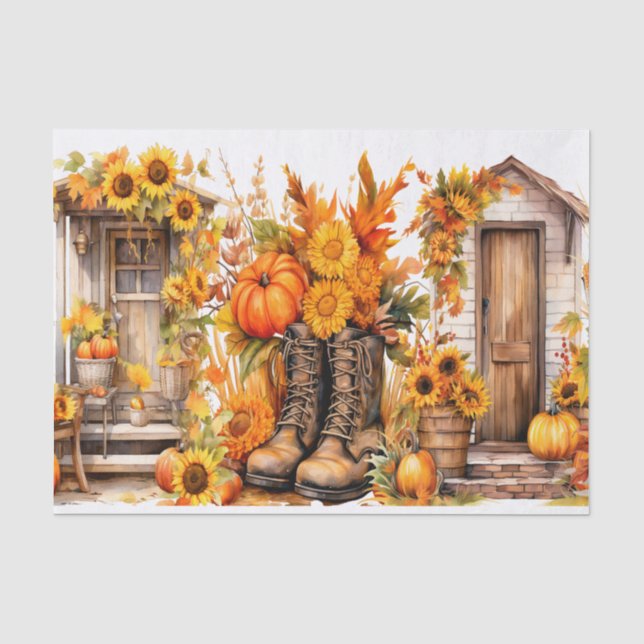 Papier Mousseline Maison d'automne (Recto)