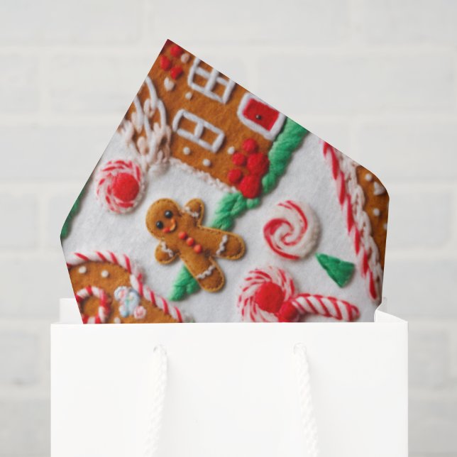 Papier Mousseline Maison en pain d'épices Needlework Noël Fêtes (Sac cadeau)