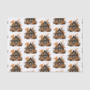 Papier Mousseline Maison hantée avec Motif Citrouille d'Halloween
