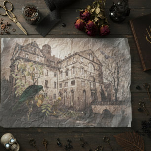 Papier Mousseline Maison hantée de découpage d'Halloween vintage