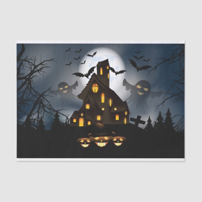 Papier Mousseline Maison hantée Halloween Big Moon (Recto)