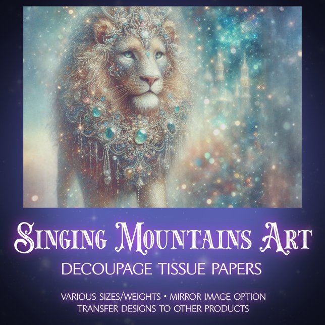 Papier Mousseline Majestic Fantasy Lion King Decoupage (Créateur téléchargé)