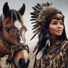 Papier Mousseline Majestic Horse And Young Native Woman