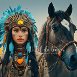 Papier Mousseline Majestic Horse And Young Native Woman
