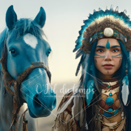 Papier Mousseline Majestic Horse And Young Native Woman