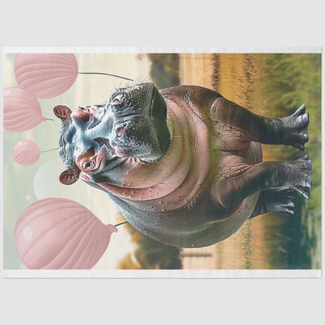 Papier Mousseline Mama Hippo fête d'anniversaire Découpage (Recto)