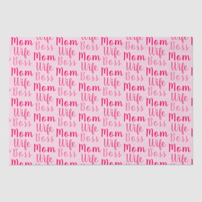 Papier Mousseline Maman femme patron clair rose coutume script migno (Recto)