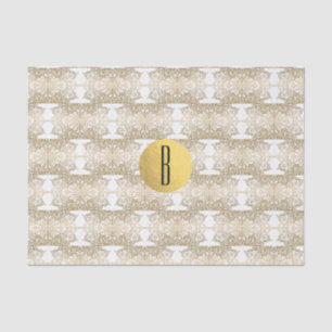 Papier Mousseline Mandala doré & Monogramme élégant chic moderne bla