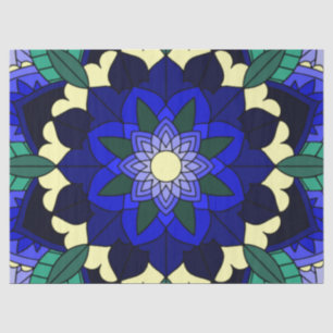 Papier Mousseline Mandala Motif 02 en bleu foncé