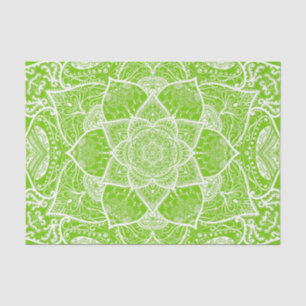 Papier Mousseline Mandala vert et blanc - Loergann à Ginkgo
