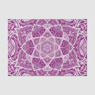 Papier Mousseline Mandala violet et blanc - Loergann à Dahlia