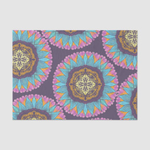 Papier Mousseline Mandalas de dentelle jaune violet de Bohème