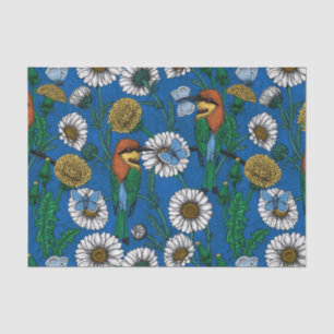 Papier Mousseline Mangeurs d'abeilles sur bleu