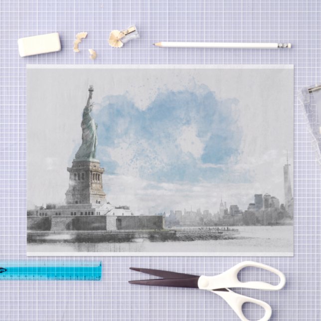 Papier Mousseline Manhattan Nyc Liberty Statue (Artisanat)