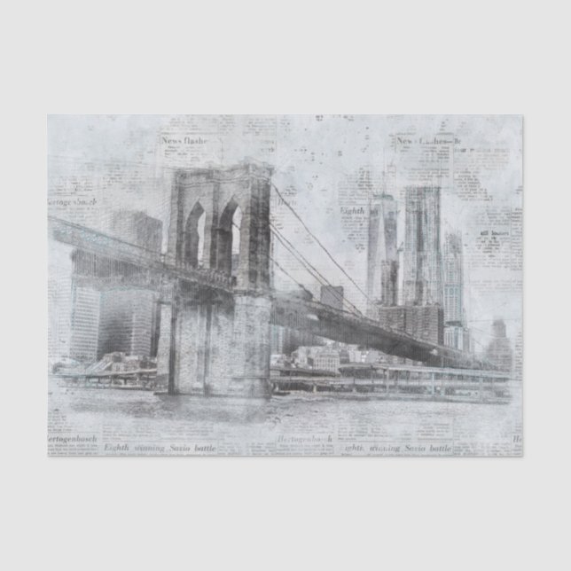 Papier Mousseline Manipulation numérique de Brooklyn Bridge New York (Recto)