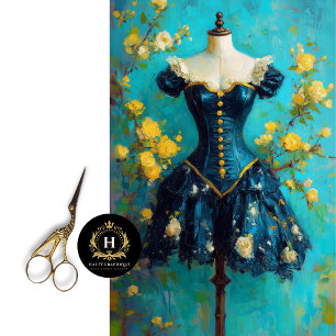 Papier Mousseline Mannequin Marine de luxe Mannequin Jaune Floral Dé