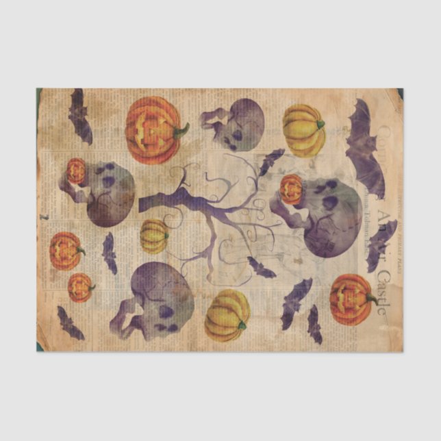 Papier Mousseline Manuel Halloween Halloween Skuls chauves-souris (Recto)