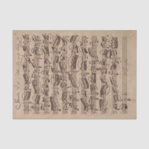 Papier Mousseline Manuscrit Bach Musique Feuille Antique