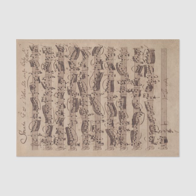 Papier Mousseline Manuscrit Bach Musique Feuille Antique (Recto)