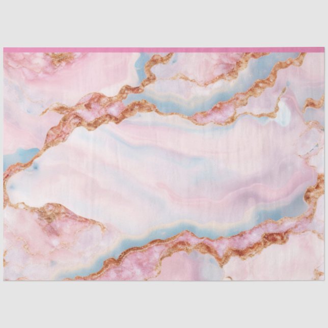 Papier Mousseline Marble Agate tendance Blue Rose Gold Collection (Recto)