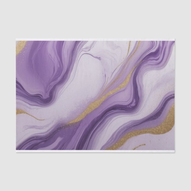 Papier Mousseline Marbre Abstrait de Parties scintillant violet et o (Recto)