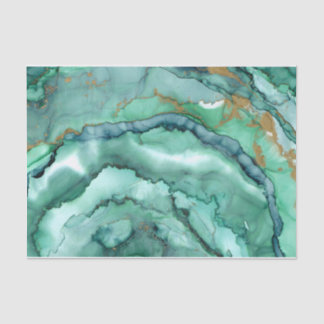 Papier Mousseline Marbre Abstrait vert et turquoise
