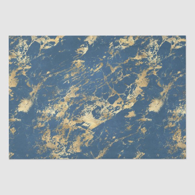 Papier Mousseline Marbre bleu or (Recto)
